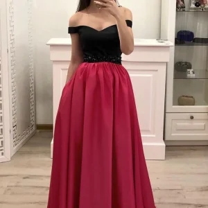 import placeholder for hot pink satin long prom gown with pocke 160220161
