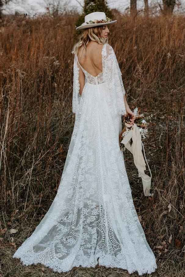 lace v neck backless boho wedding dress a line lace beach bridal gown dmw36 lace v neck backless boho wedding dress a line lace beach bridal gown dmw36