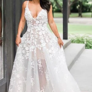 Wedding Dresses import placeholder for a line spaghetti straps floor length v n 160220392