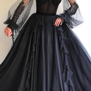 Evening Dresses import placeholder for black long a line tulle prom dress long 160219393