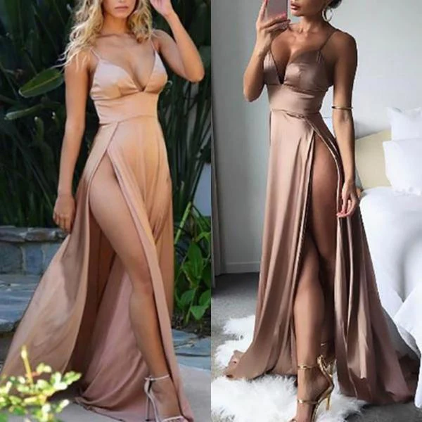 a line spaghetti straps sexy slit prom dresses. cheap long evening dress dmj26 a line spaghetti straps sexy slit prom dresses. cheap long evening dress dmj26