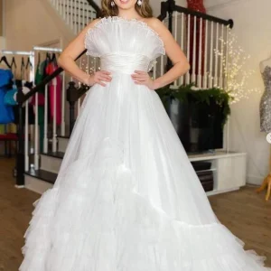 Evening Dresses import placeholder for princesss a line strapless white prom dr 160218745