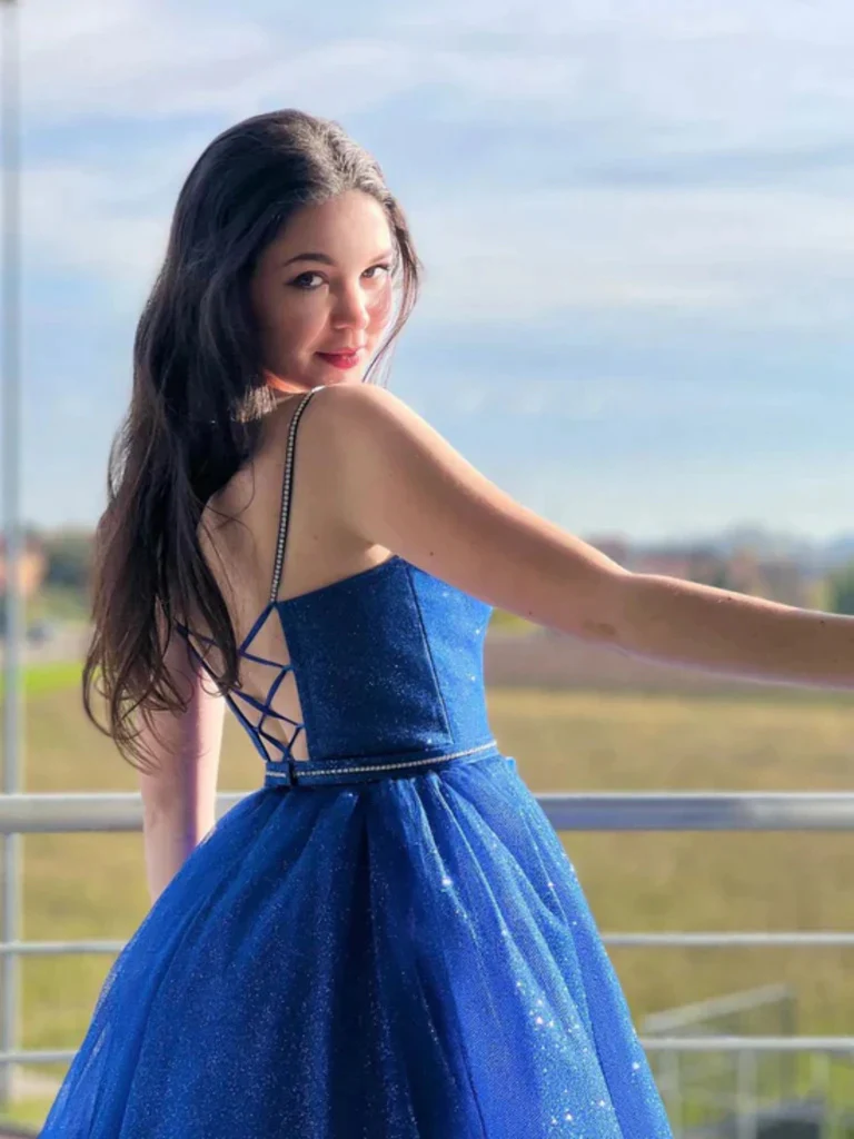 shiny a line royal blue tulle long prom dresses, formal evening dresses dmp294 shiny a line royal blue tulle long prom dresses, formal evening dresses dmp294
