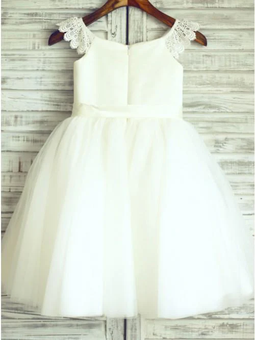 a line round neck white flower girl dress with sash lace dmp26 a line round neck white flower girl dress with sash lace dmp26
