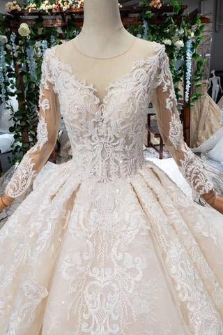 princess long sleeves ball gown lace wedding dresses, long bridal dress dmn43 princess long sleeves ball gown lace wedding dresses, long bridal dress dmn43