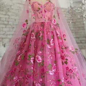 Evening Dresses import placeholder for princess a line long sleeves floral tull 160219355