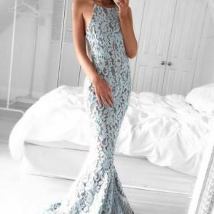 import placeholder for charming mermaid halter sweep train blue 160218588