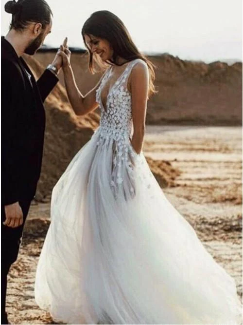 sexy a line deep v neck sweep train wedding dress with appliques split dmr39 sexy a line deep v neck sweep train wedding dress with appliques split dmr39