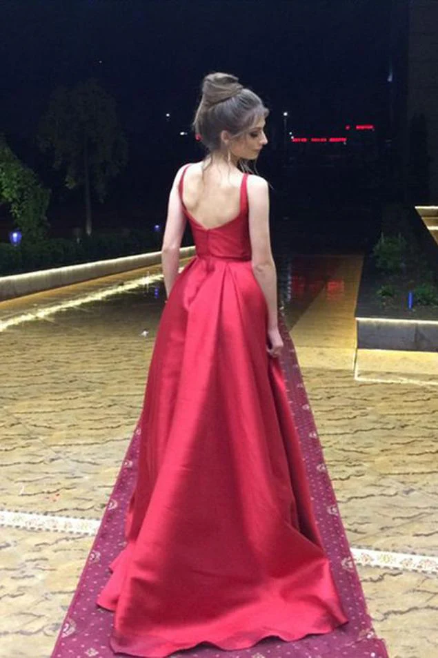 red a line long prom dress,simple satin evening dress dm650 red a line long prom dress,simple satin evening dress dm650