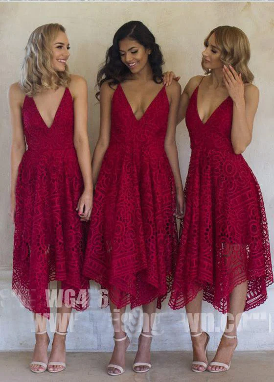navy blue/pink deep v neck spaghetti straps sleeveless asymmetry lace a line bridesmaid dress dm236 navy blue/pink deep v neck spaghetti straps sleeveless asymmetry lace a line bridesmaid dress dm236