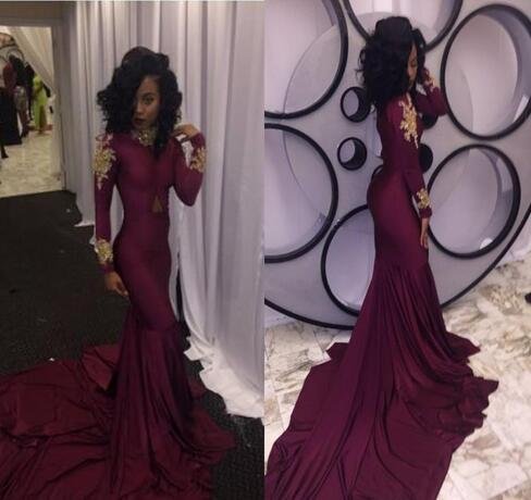 mermaid long burgundy long sleeves prom dress with appliques dmf74 mermaid long burgundy long sleeves prom dress with appliques dmf74