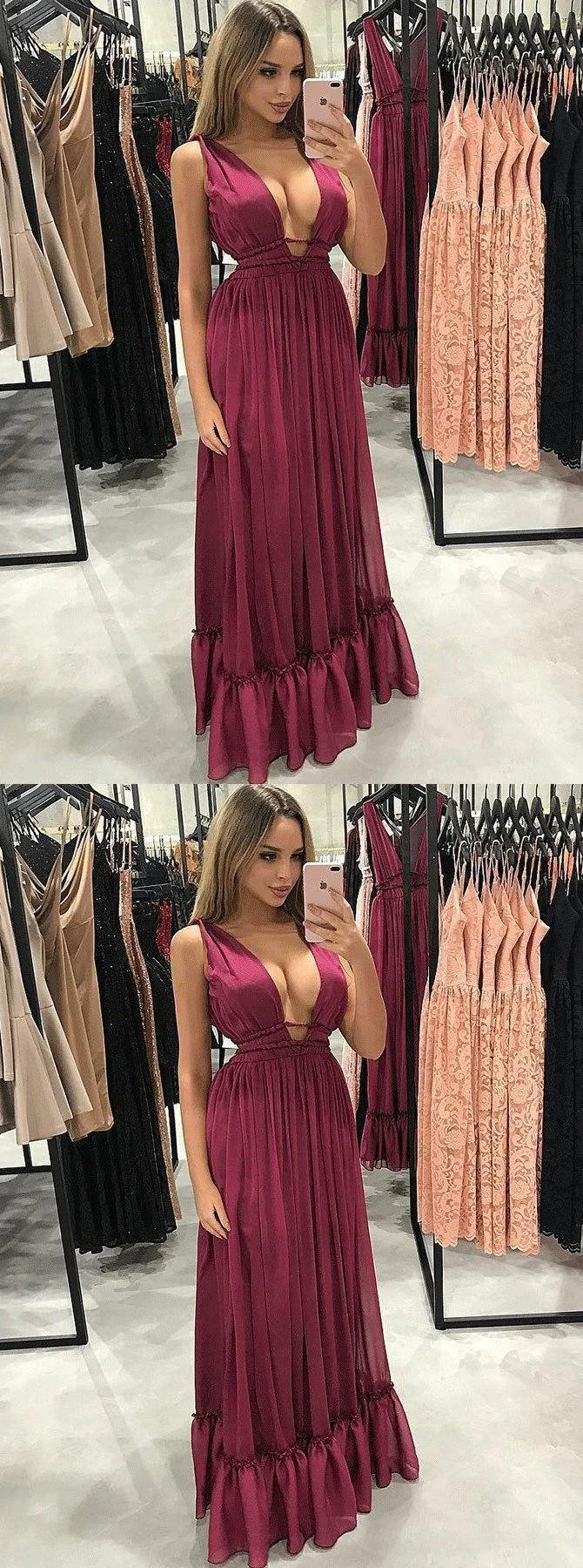 sexy a line v neck pleated burgundy chiffon prom party dress dmf8 sexy a line v neck pleated burgundy chiffon prom party dress dmf8