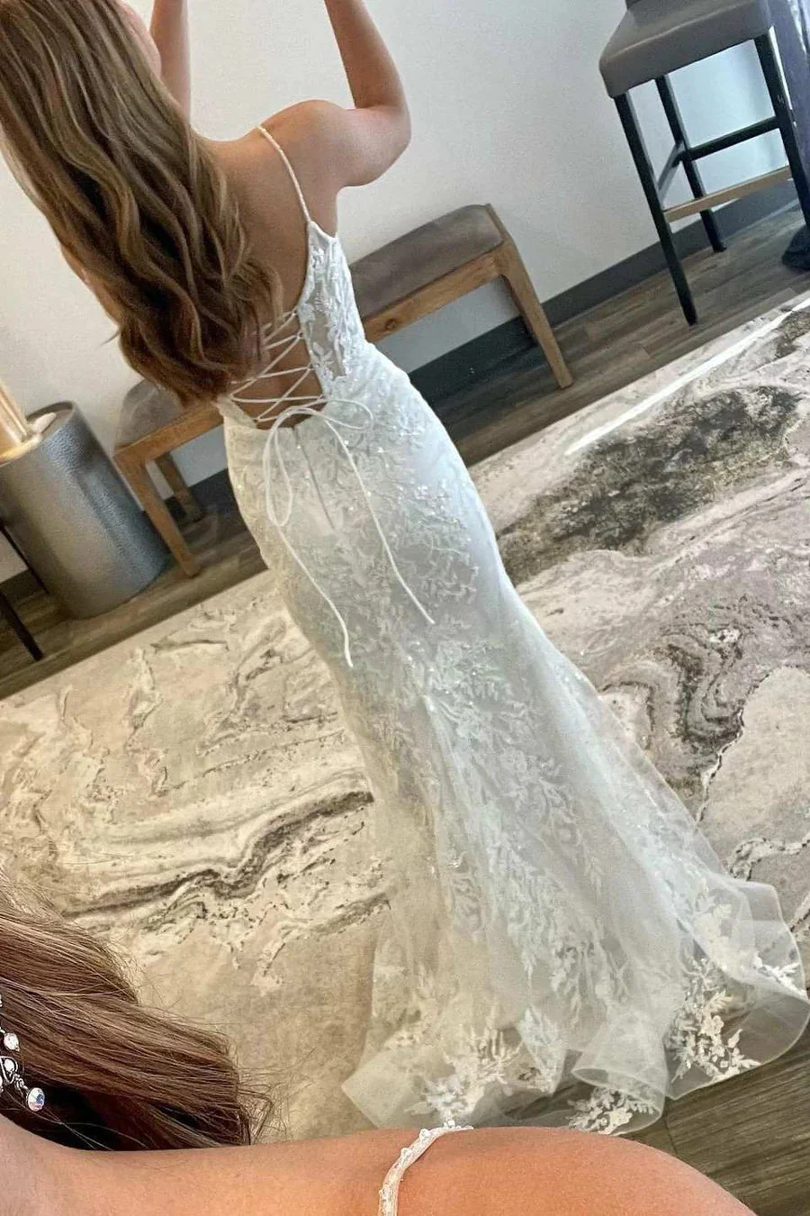 elegant off white floral lace scoop neck lace up mermaid long prom dress dm1898 elegant off white floral lace scoop neck lace up mermaid long prom dress dm1898