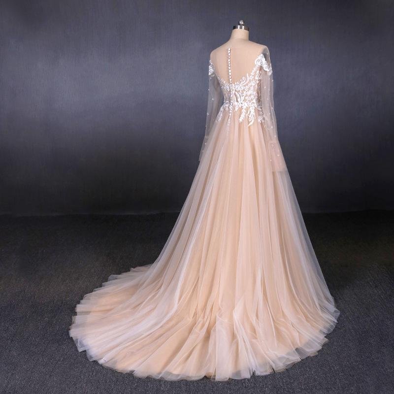 charming a line long sleeves lace appliques tulle wedding dress dmq30 charming a line long sleeves lace appliques tulle wedding dress dmq30
