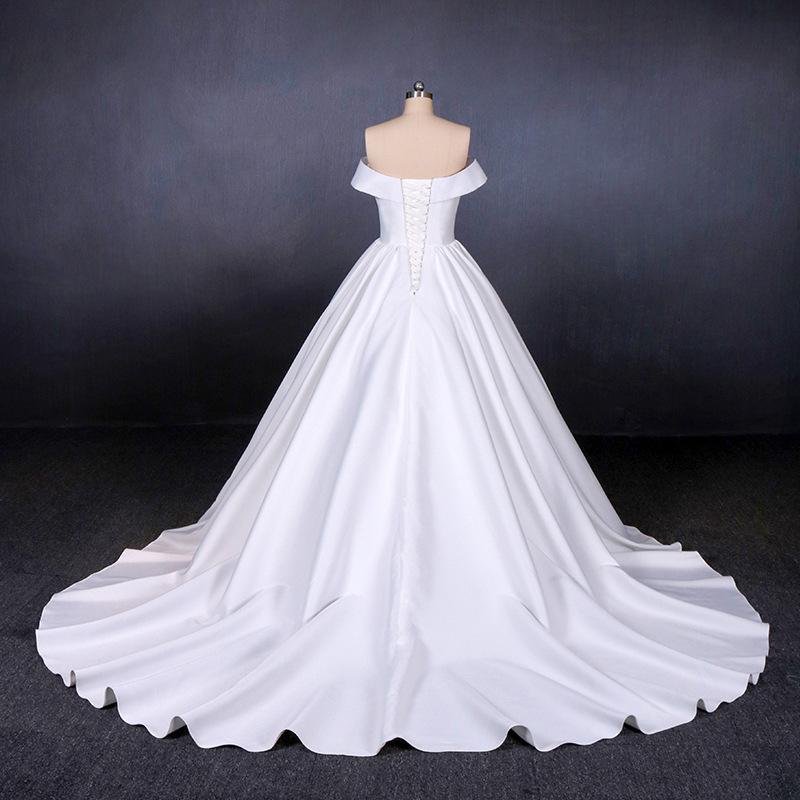 off the shoulder white ball gown simple wedding dress, satin bridal gown dmq20 off the shoulder white ball gown simple wedding dress, satin bridal gown dmq20