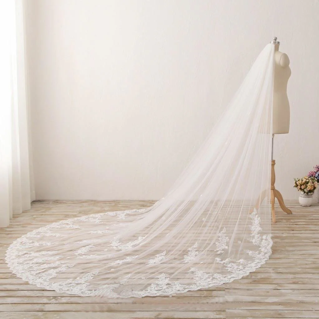 3m long embroidered lace cathedral veil for wedding wv11 3m long embroidered lace cathedral veil for wedding wv11