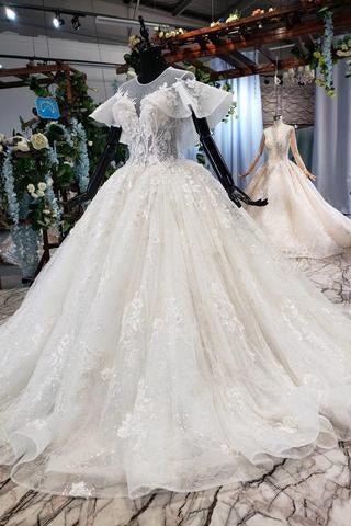 elegant ball gown big wedding dresses, appliques bridal dress with short sleeves dmn73 elegant ball gown big wedding dresses, appliques bridal dress with short sleeves dmn73