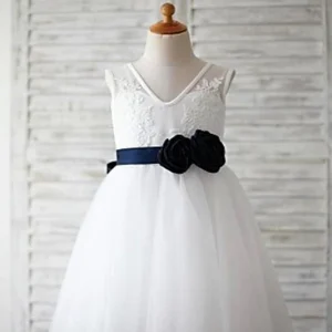 Wedding Party Dresses import placeholder for a line v neck sleeveless appliques flowe 160221028