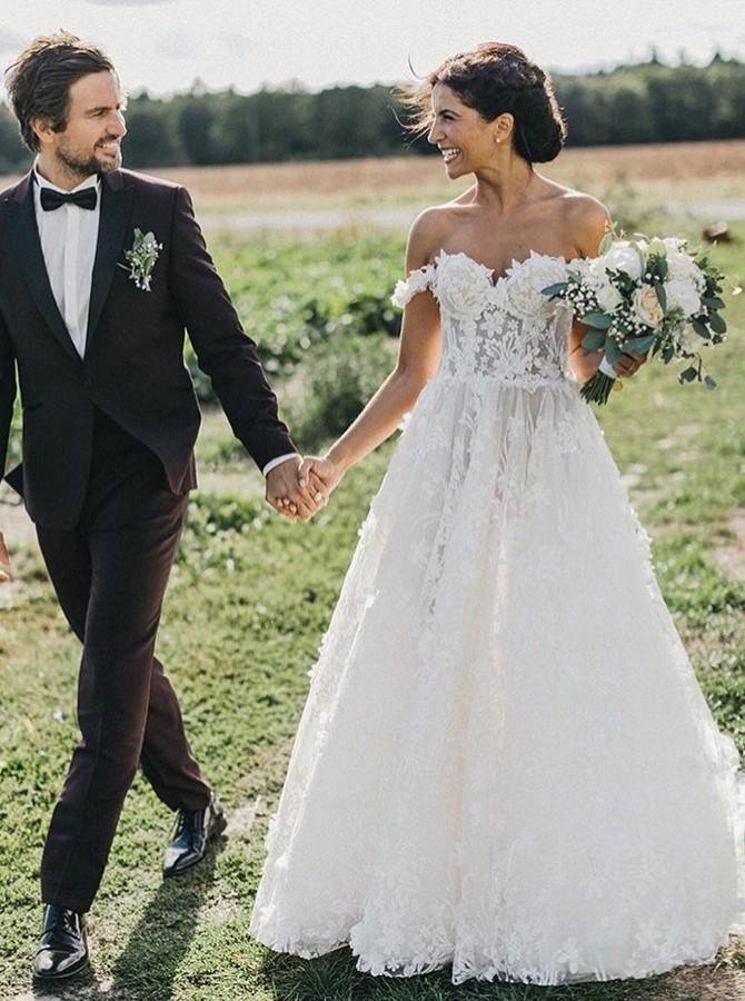 a line off the shoulder boho wedding dress with appliques dml58 a line off the shoulder boho wedding dress with appliques dml58
