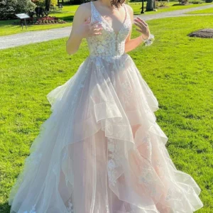 Evening Dresses import placeholder for princess a line v neck lace appliques lo 160219009