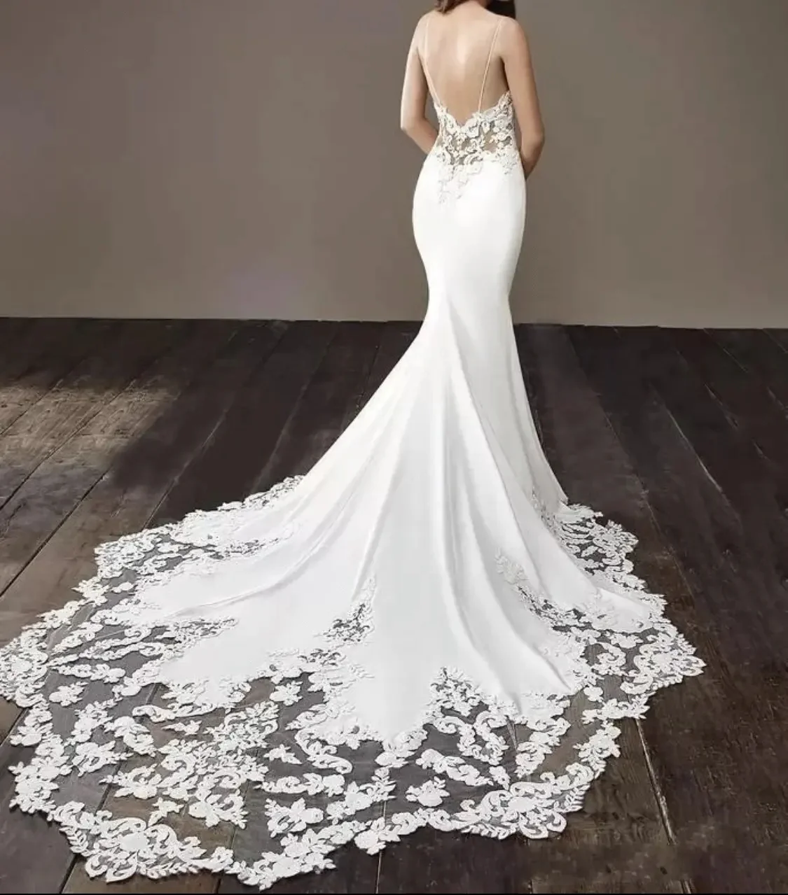 elegant spaghetti straps mermaid spandex wedding dresses with applique court train dme69 elegant spaghetti straps mermaid spandex wedding dresses with applique court train dme69