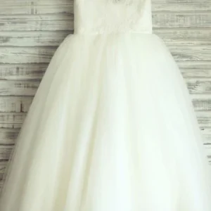 Wedding Party Dresses import placeholder for a line round neck white tulle flower gir 160220716
