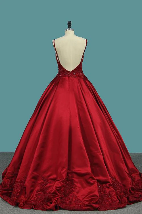 burgundy spaghetti straps beading prom dresses, princess ball gown dmj7 burgundy spaghetti straps beading prom dresses, princess ball gown dmj7