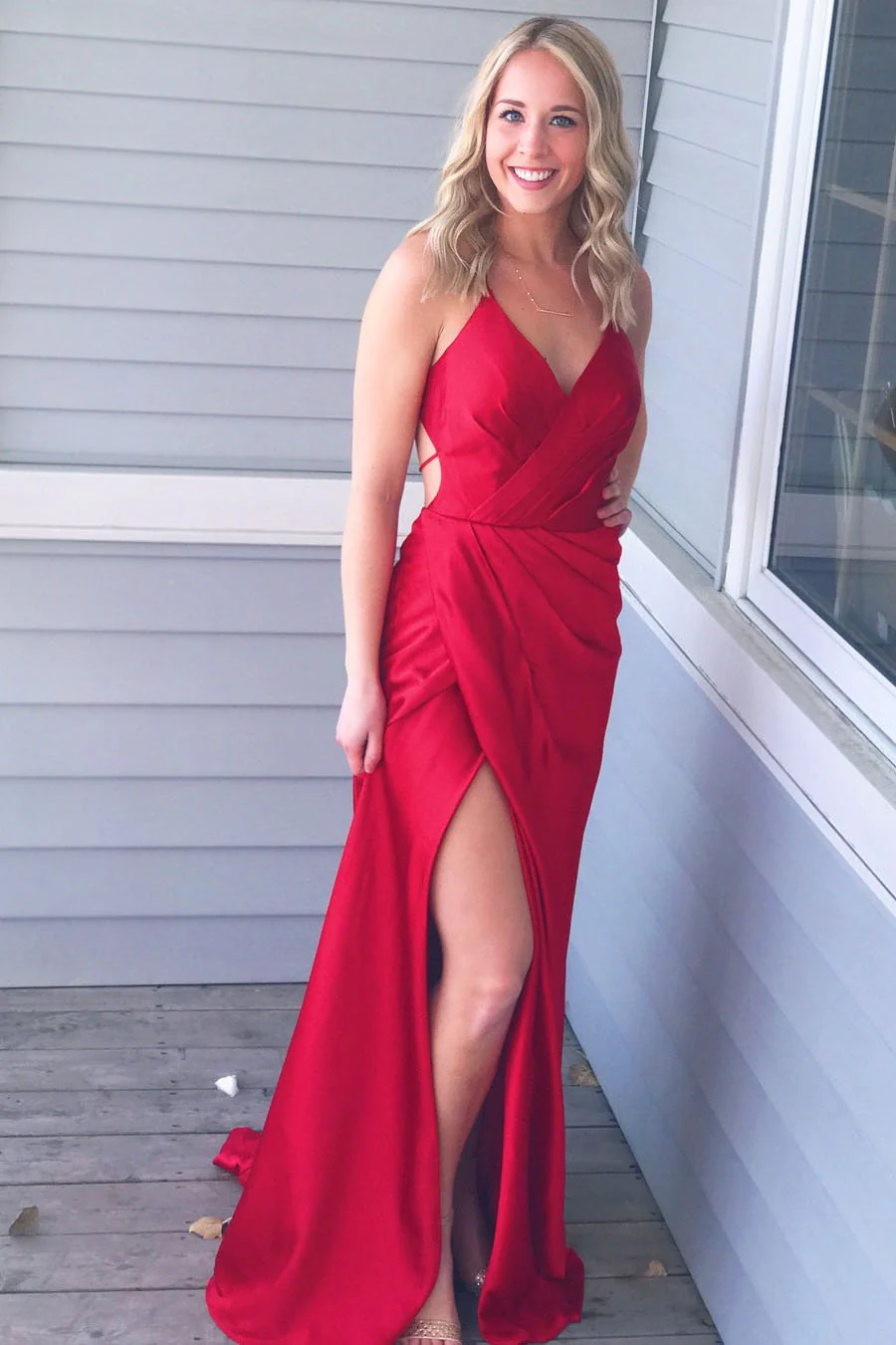 import placeholder for simple red v neck spaghetti straps slit 160220460 import placeholder for simple red v neck spaghetti straps slit 160220460