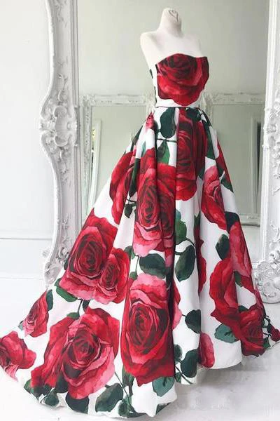 rose red floral long prom dresses with pockets strapless evening gown dmi64 rose red floral long prom dresses with pockets strapless evening gown dmi64