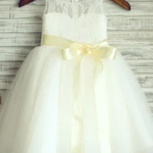 Wedding Party Dresses import placeholder for a line round neck white flower girl dres 160220724