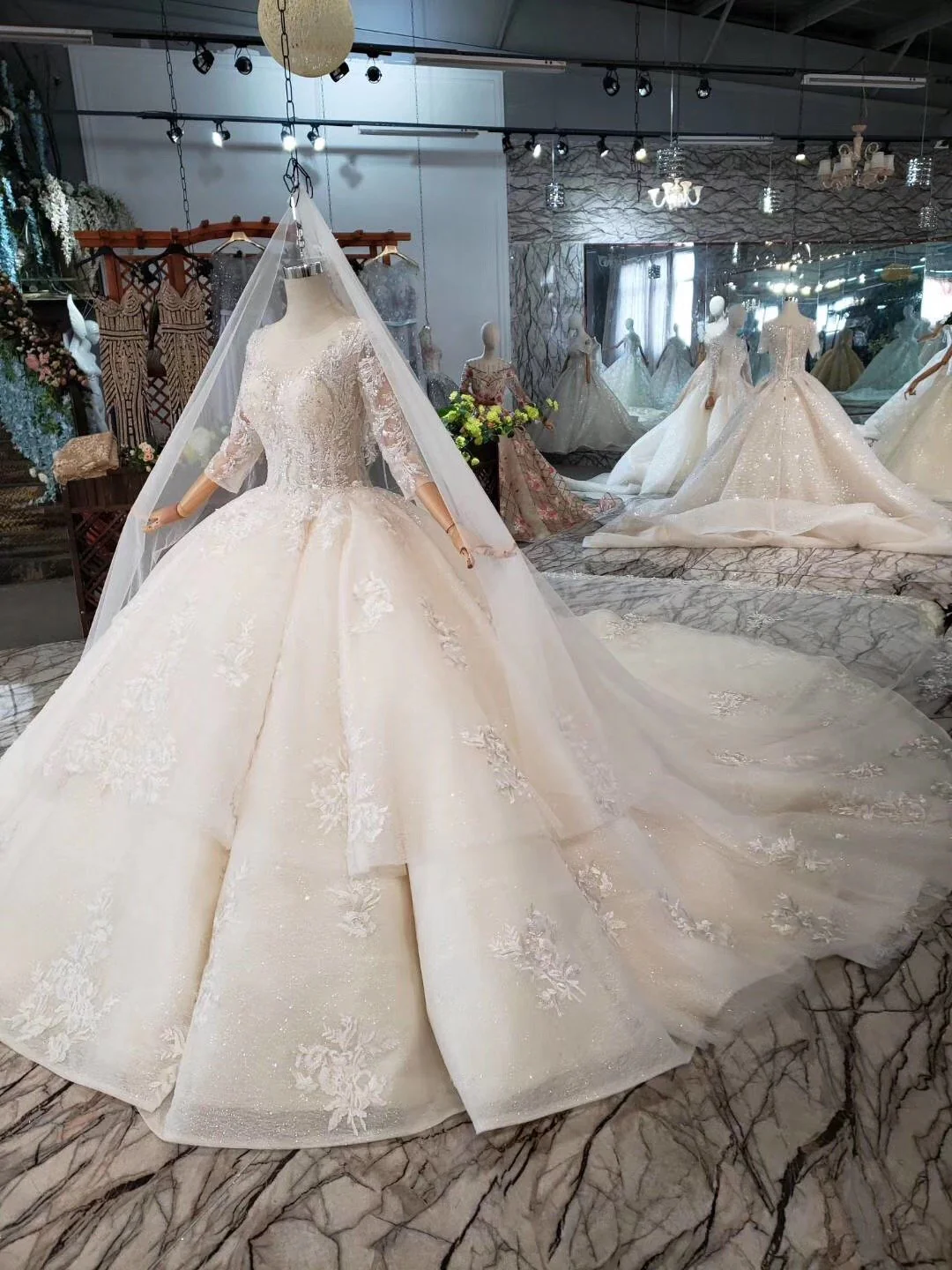 elegant scoop ball gown wedding dresses, 3/4 sleeves wedding gown dmj97 elegant scoop ball gown wedding dresses, 3/4 sleeves wedding gown dmj97