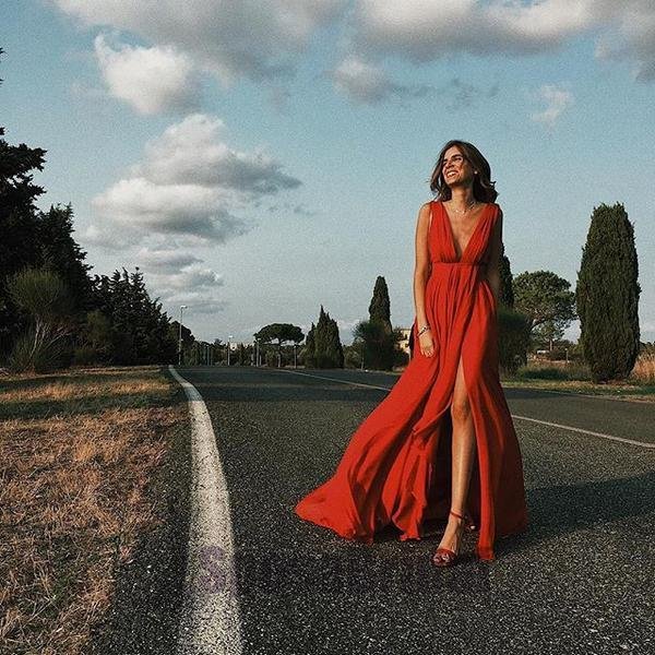 red sexy simple deep v neck side split chiffon prom dresses dm902 red sexy simple deep v neck side split chiffon prom dresses dm902