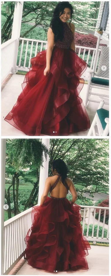 cheap burgundy a line beading long prom dresses with ruffles dmf52 cheap burgundy a line beading long prom dresses with ruffles dmf52