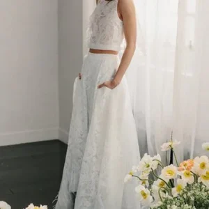 Wedding Dresses import placeholder for two piece open back sweep train ivory la 160220409