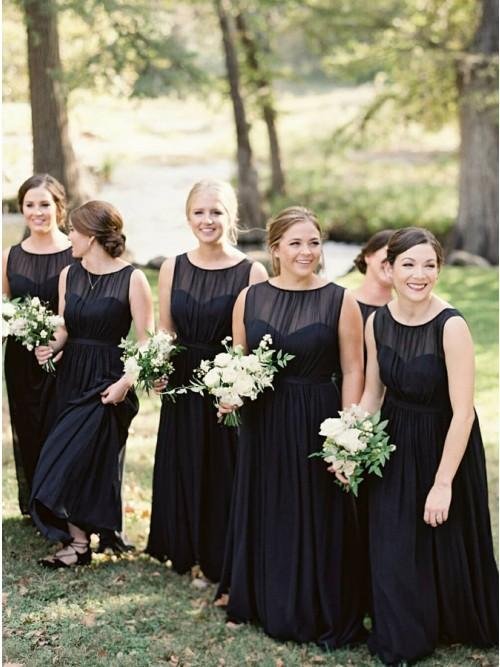 a line round neck floor length navy blue chiffon bridesmaid dress dmr93 a line round neck floor length navy blue chiffon bridesmaid dress dmr93