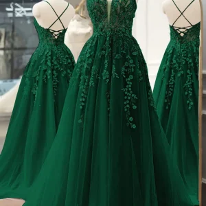 Evening Dresses import placeholder for pretty v neck green lace floral long pro 160219383