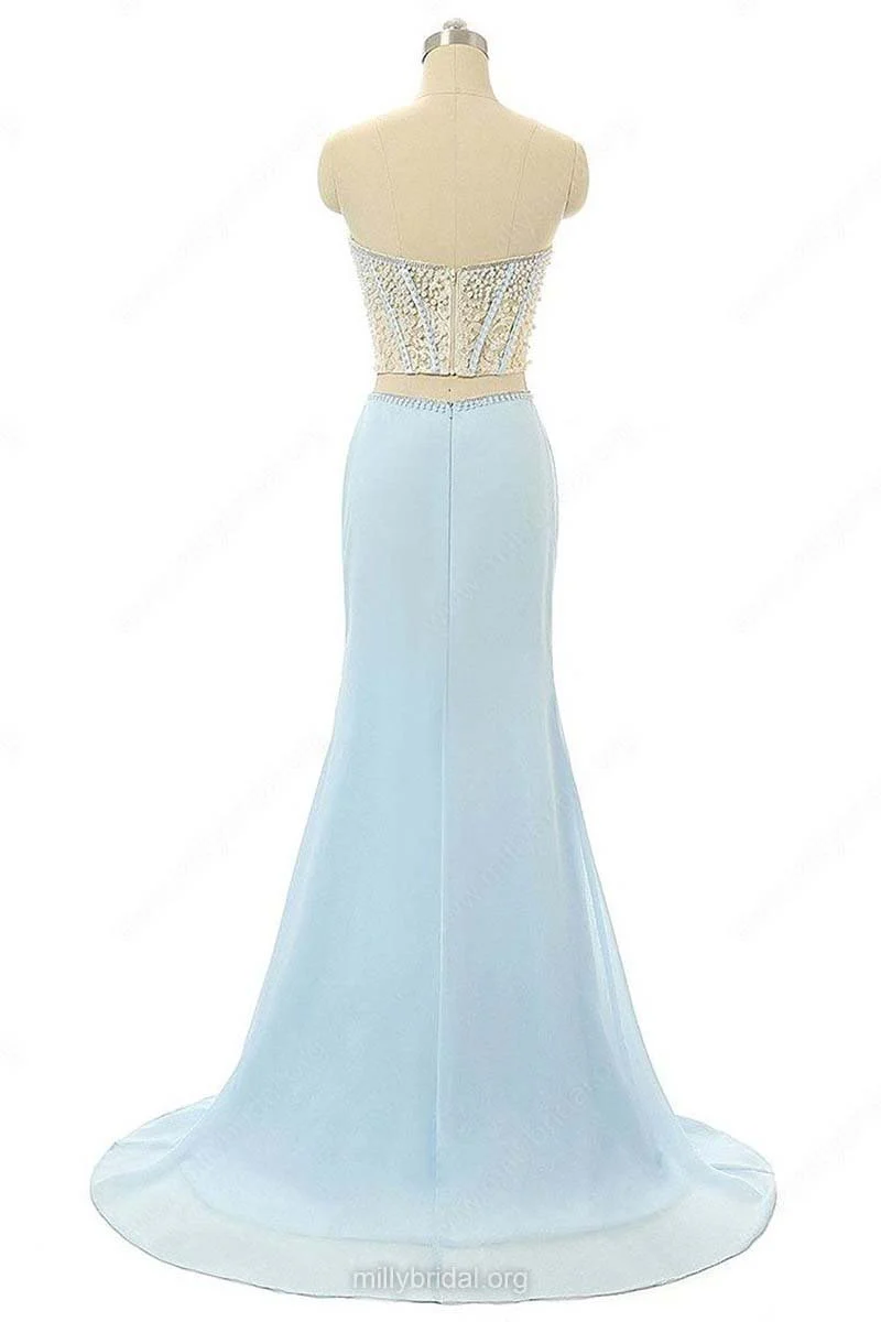 elegant mermaid sweetheart chiffon sweep train split front light sky blue prom dresses dm621 elegant mermaid sweetheart chiffon sweep train split front light sky blue prom dresses dm621