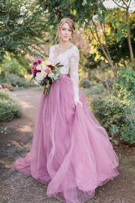 import placeholder for a line v neck long sleeves pink tulle we 160220087 import placeholder for a line v neck long sleeves pink tulle we 160220087