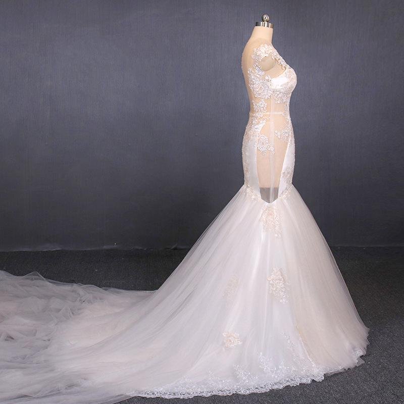 charming mermaid tulle wedding dress, chapel train long bridal gown dmq14 charming mermaid tulle wedding dress, chapel train long bridal gown dmq14