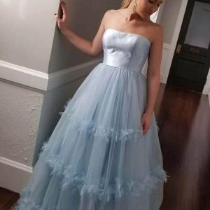 import placeholder for light blue strapless tulle prom dress ch 160219107