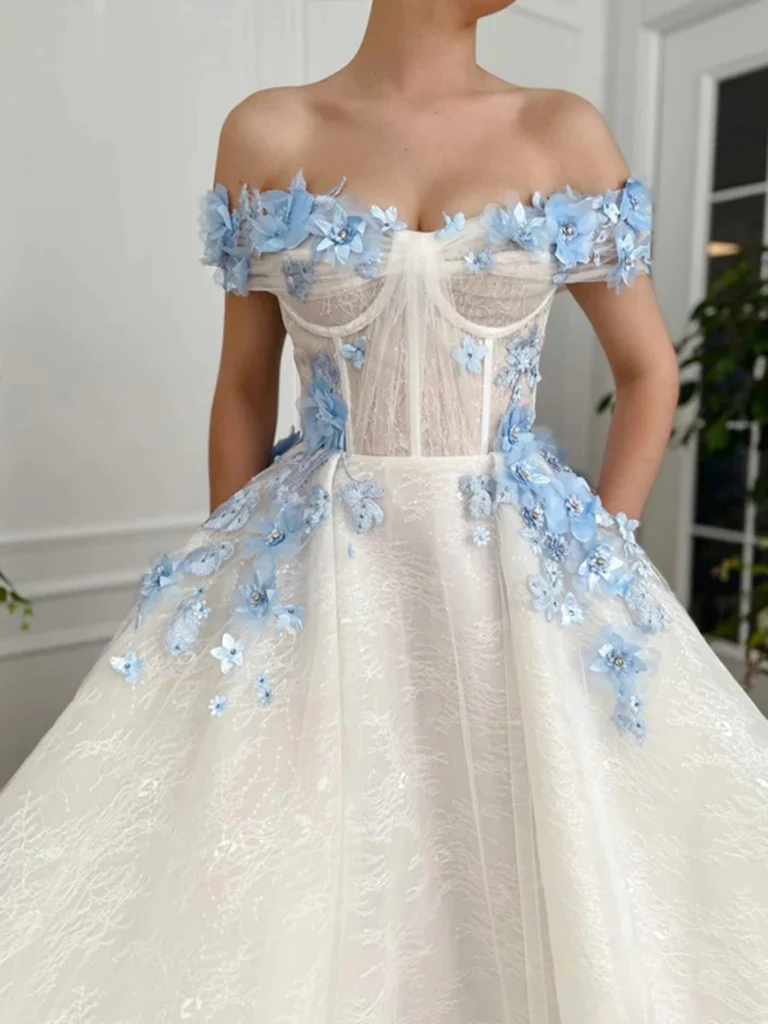 off shoulder white long prom dresses with flowers, white formal evening dresses dmp331 off shoulder white long prom dresses with flowers, white formal evening dresses dmp331
