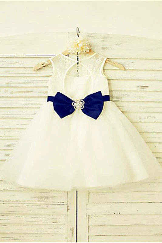 ivory a line scoop sleeveless bowknot floor length tulle flower girl dresses with lace dm710 ivory a line scoop sleeveless bowknot floor length tulle flower girl dresses with lace dm710
