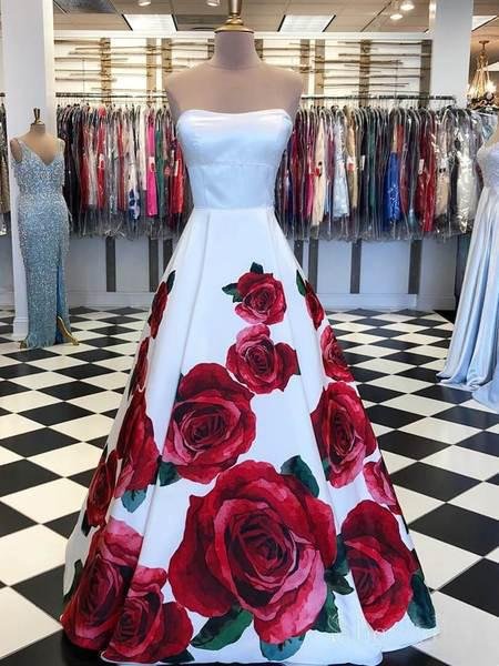 rose red floral long prom dresses with pockets strapless evening gown dmi64 rose red floral long prom dresses with pockets strapless evening gown dmi64
