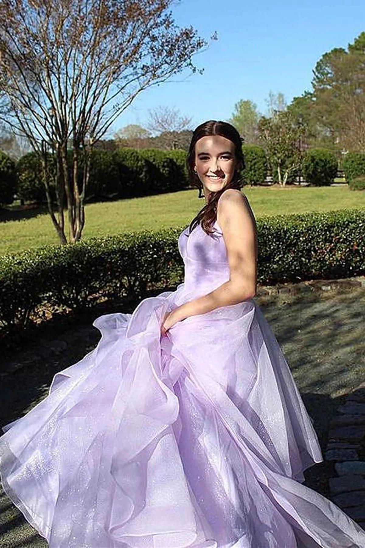 shiny v neck lilac backless long prom dresses, formal evening dresses dm1918 shiny v neck lilac backless long prom dresses, formal evening dresses dm1918