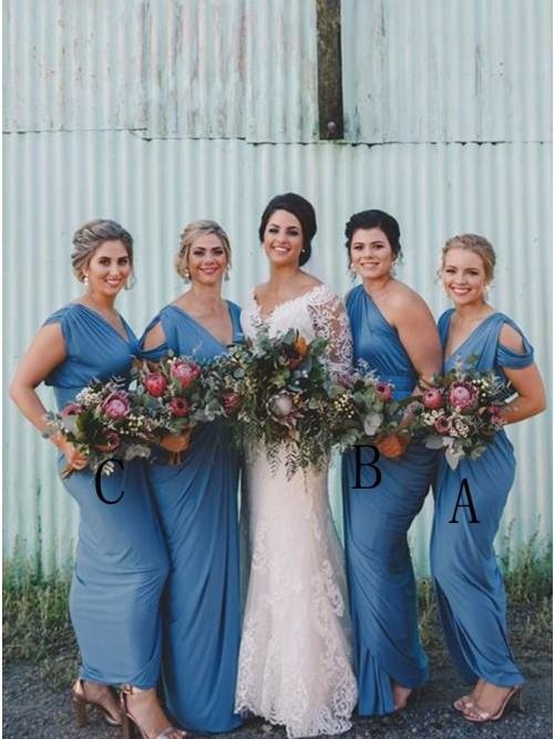 sheath v neck cold shoulder floor length blue ruched bridesmaid dress dmr32 sheath v neck cold shoulder floor length blue ruched bridesmaid dress dmr32