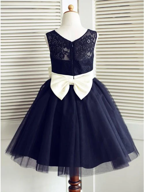 a line round neck knee length navy blue flower girl dress with bowknot flower dmp20 a line round neck knee length navy blue flower girl dress with bowknot flower dmp20
