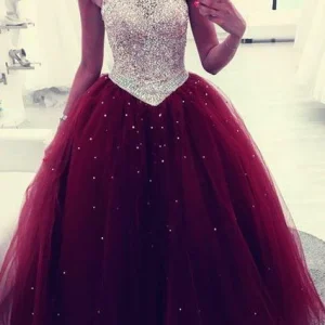 Prom Dresses import placeholder for beadmd scoop tulle burgundy ball gown pr 160219868