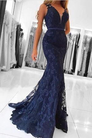 elegant navy blue v neck long lace mermaid prom evening dresses dm613 elegant navy blue v neck long lace mermaid prom evening dresses dm613