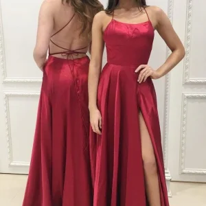 import placeholder for burgundy spaghetti strap prom dress with 160219959