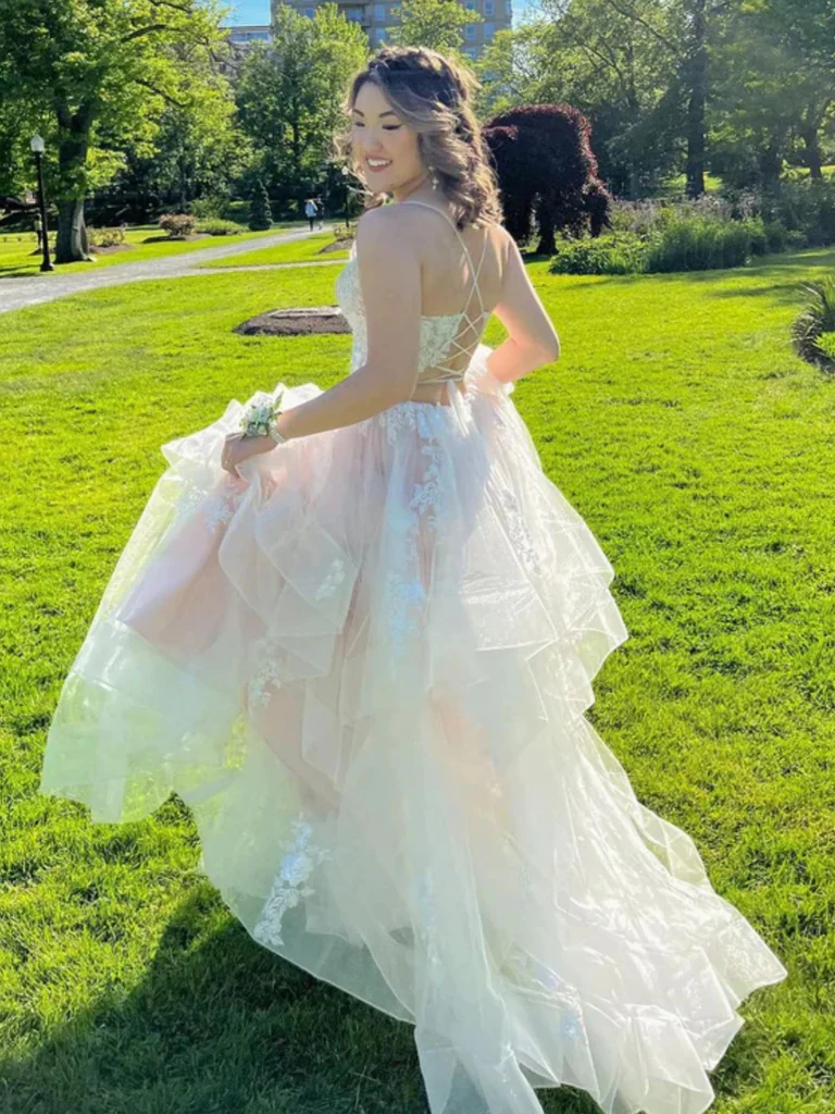 princess a line v neck lace appliques long prom dresses, evening party dresses dmp347 princess a line v neck lace appliques long prom dresses, evening party dresses dmp347